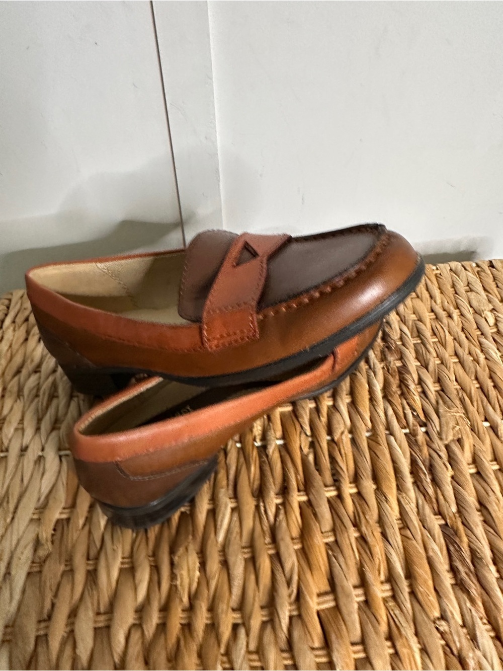 Naturalizer Two-Tone Brown & Cognac Leather Penny Loafers - Picture 5 of 11